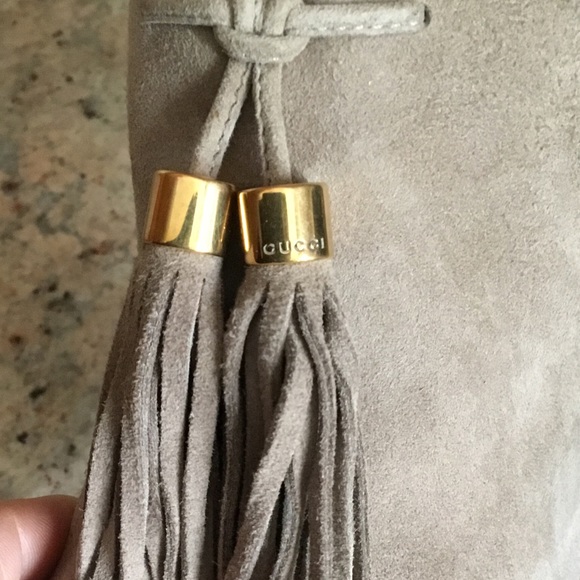 Gucci Taupe Suede Tassel Heeled Booties AS IS - Picture 5 of 16